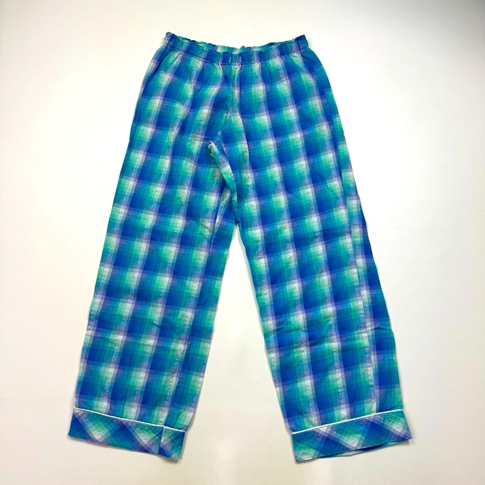 Victoria's Secret Blue and Green Plaid Classic 2 Piece Pajama Set Size Small - Picture 4 of 6